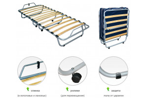 Раскладушка ортопедическая на ламелях, с матрасом